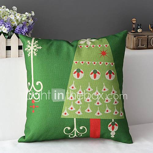 Lovely Cartoon Style Christmas Tree Decorative Pillow Cover