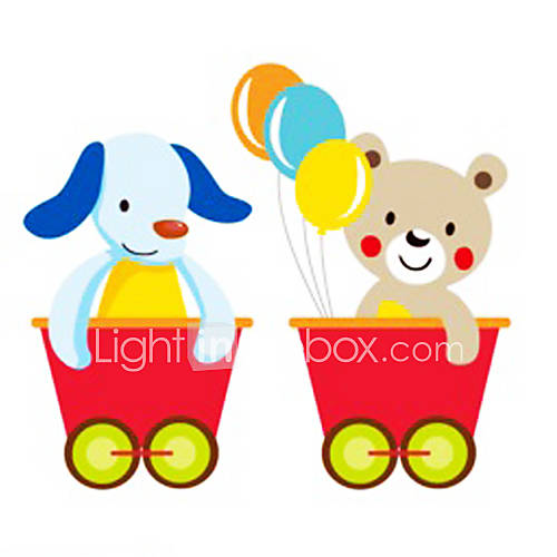 Puppy and Bear Train Corriage Wall Stickers
