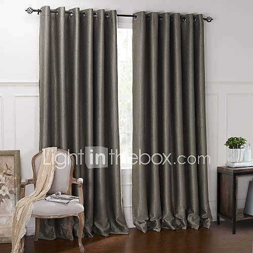 (One Pair) Modern Minimalist Brown Solid Embossed Blackout Curtain