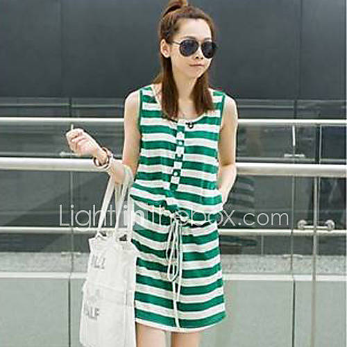 Womens Korean Style Horizontal Stripes Dress