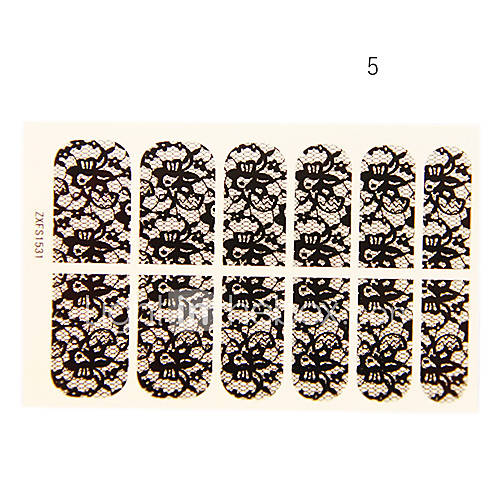 12PCS Hummingbird Shape Black Lace Nail Art Stickers NO.5