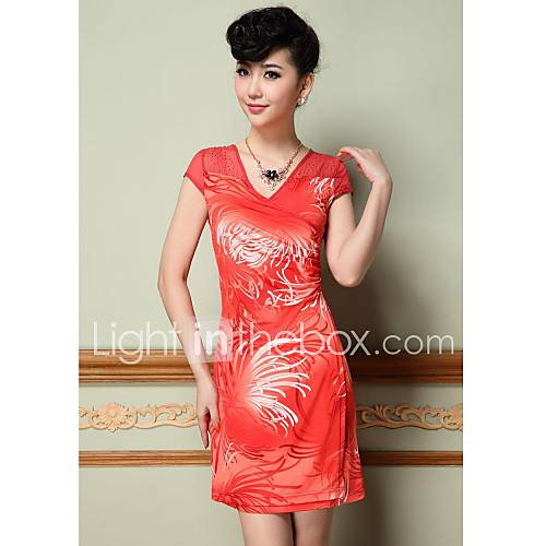 Womens Printting Bodycon Casual and Work Party Dress