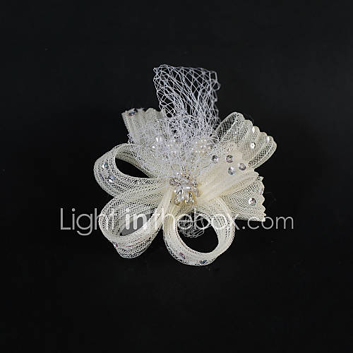 Elastic Tulle Wedding/Party Flower With Rhinestones And Feather