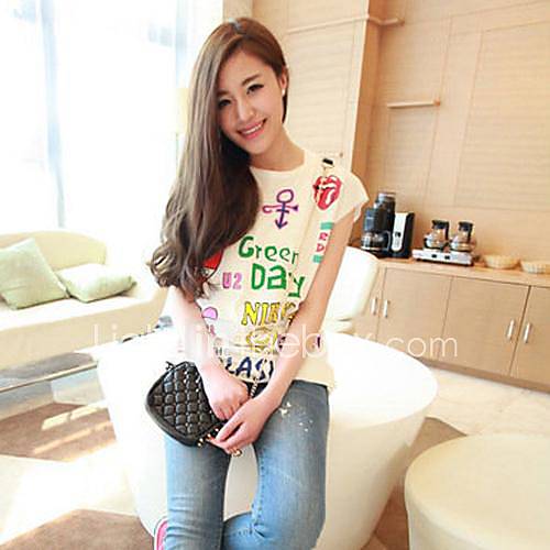 Womens Badge Letter Printed Cotton Loose Vest Dress