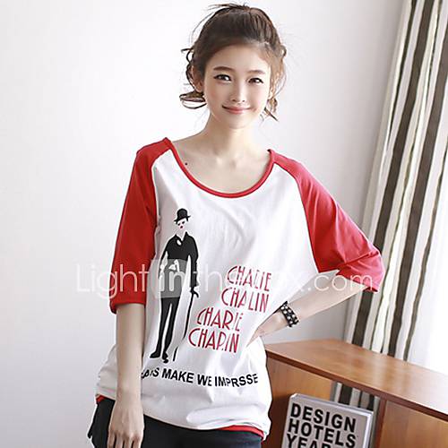 Liuliu Womens Sweet Round Neck Cartoon Pattern Half Sleeve Cotton T Shirt