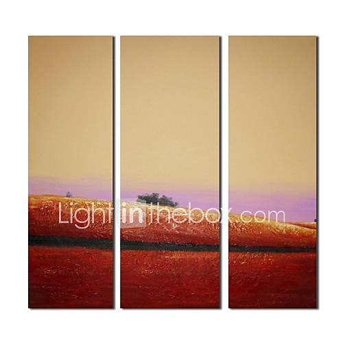 Hand Painted Oil Painting Abstract Hills Landscape with Stretched Frame Set of 3