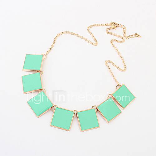 Shadela Square Print Green Fashion Necklace CX139 2