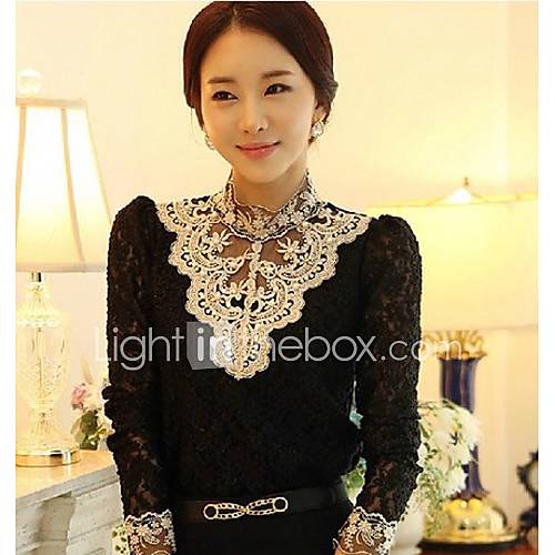 JFS Korea Sytle Womens Slim Fit Lace Shirt