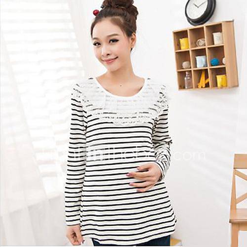 Maternity Breten Stripe Full Cotton T shirt