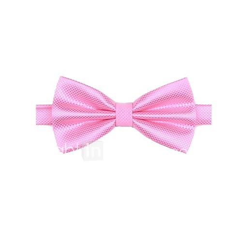 Mens Fashion Solid Colour Pink Bowtie