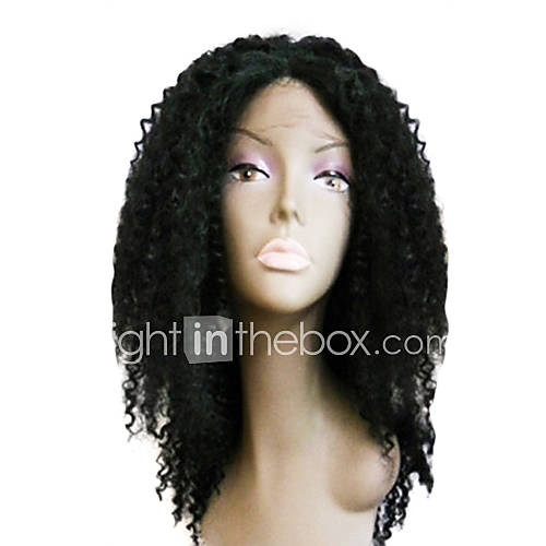 20 100% Indian Remy Kinky Curly Glueless Lace Front Wig