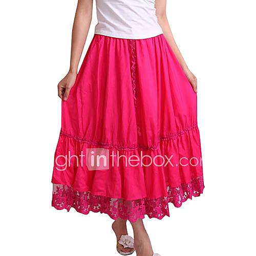 Womens Long Maxi Pure Folk Elastic Lace Skirts