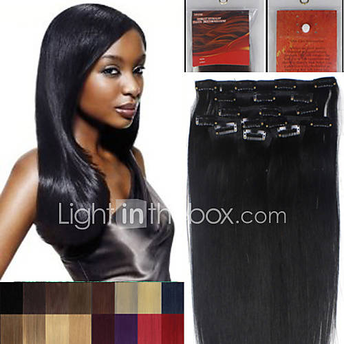 16Inch 10Pcs Remy Hair Clip In Straight Hair Extensions 100g More Dark Colors