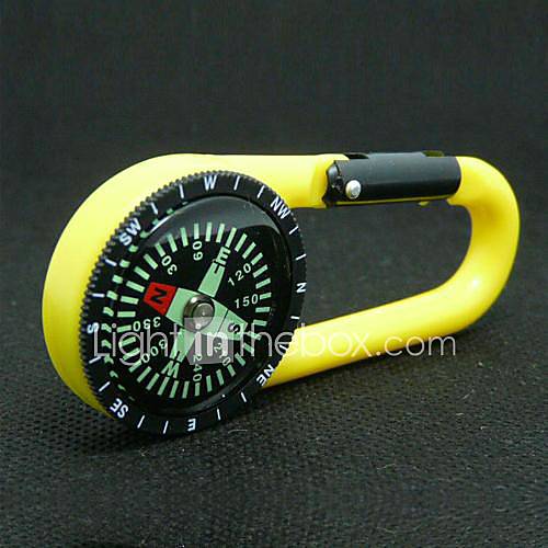 Outdoor Portable Plastic Carabiner Compass   Yellow