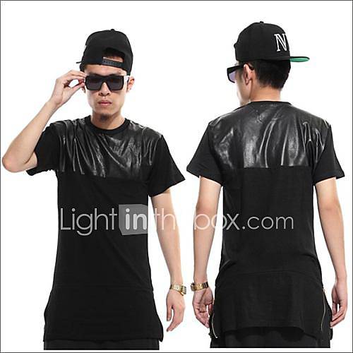 Mens Hip Hop Pu Long Tshirts