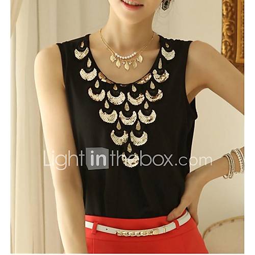 Womens Elegant Sequined Chiffon Vest