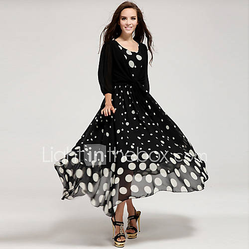 Color Party Womens Black White Dot Dress (Black)