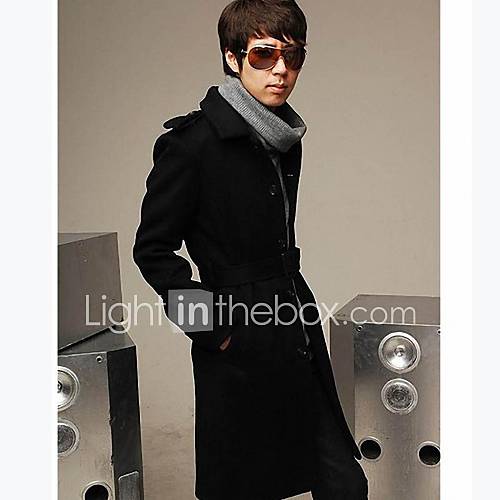 Mens Woolen Lapel Long Coat