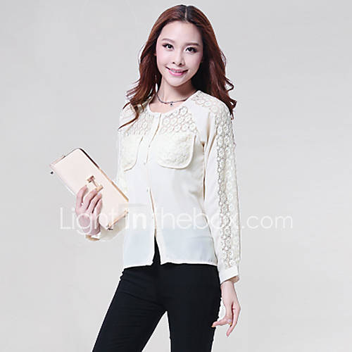 Zann Womens Lace Print Almond Shirt