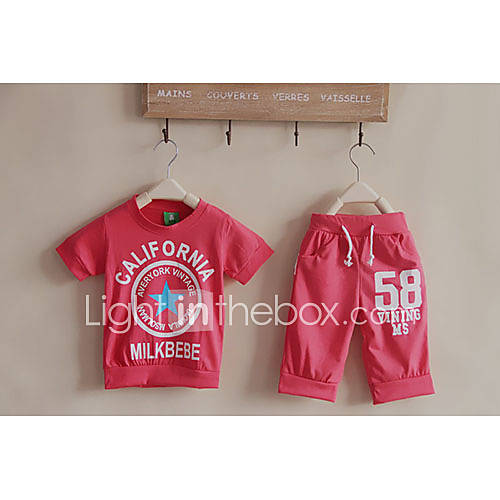 Girls Star Print Letter Pattern Casual Clothing Sets