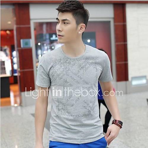 Mens Round Neck Casual Short Sleeve Letter Printing T shirts(Acc Not Included)