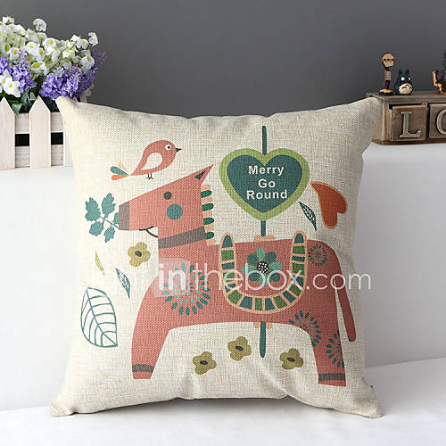Super Cute Merry Go Round in Cartoon Style Decorative Pillow Cover