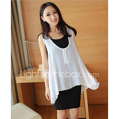 Successful 2Pcs Chiffon A Shaped Dress (White)