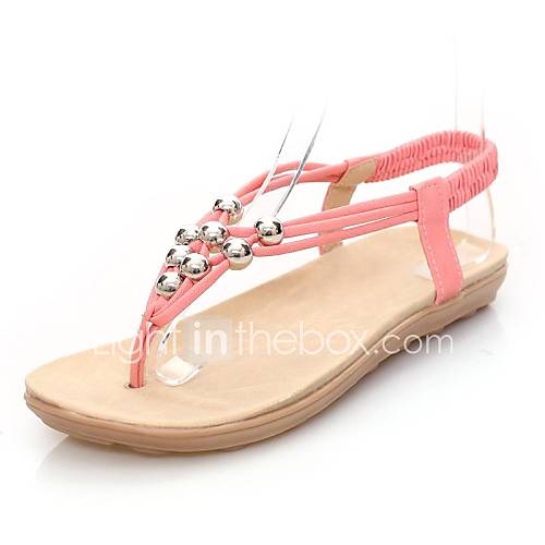 Leatherette Womens Flat Heel Flip Flops Sandals With Rhinestone Shoes (More Colors)