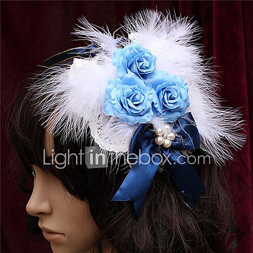 Gorgeous Blue Feather Flower Sweet Princess Lolita Headdress