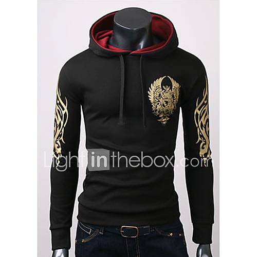 Chaolfs Mens Occident Slim Printing Long Sleeve Hoodie(Screen Color)