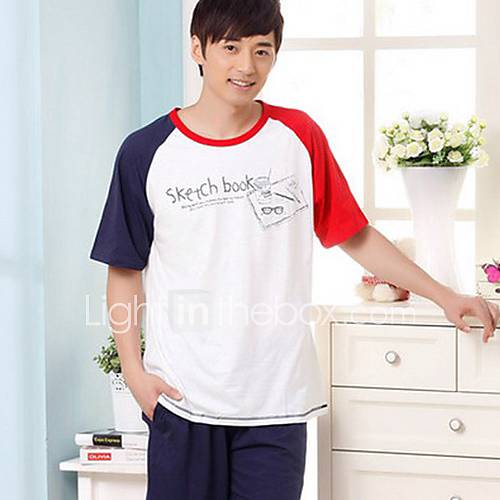 Mens Stitching Letter Pattern Pajama