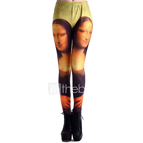 XingKong Womens Mona Lisa Pattern Cute Elastic Leggings (Pattern Random)