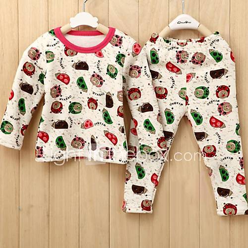 Girls Lovely Print Thick Long Sleeve Clothing Sets