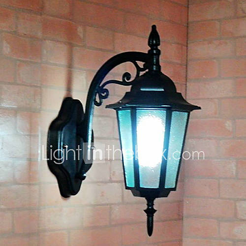 Outdoor Wall Light, 1 Light, Classic Artistic Aluminum Glass Painting