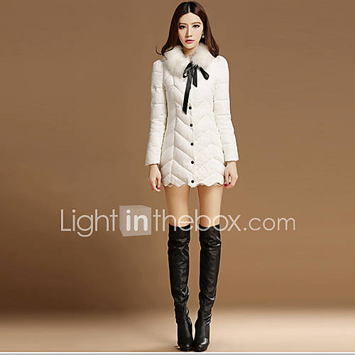 Newcomerland Korean Long Section Of Thick Cotton Ladies Coat(White)