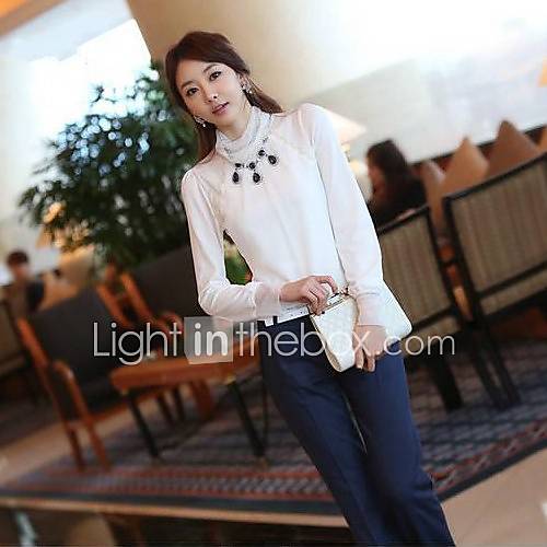 JFS Korea Sytle Womens Lace Slim Fit Long Sleeve Shirt