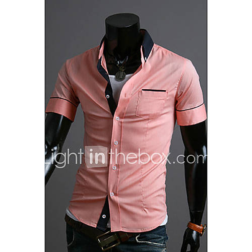 Midoo Short Sleeved Fashion Casual Shirt(Pink)