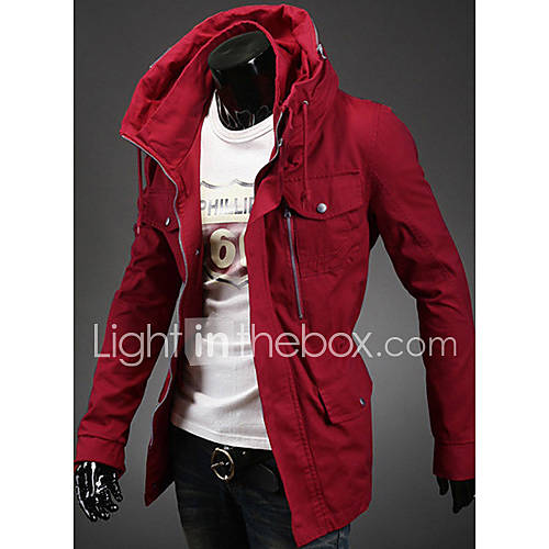 Aowofs Mens European Style Fashion Casual Fitted Jacket(Wine)