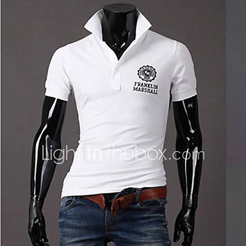 Mens Lapel Slim Casual Short Sleeve Printing Polo Shirts(Except Acc, Button Color Random)