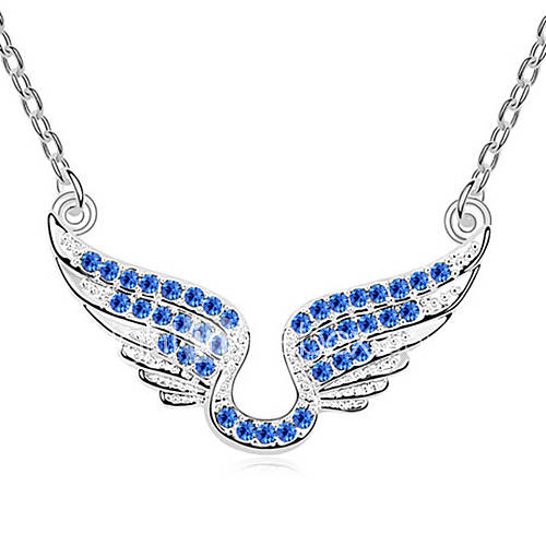 Xiaoguo Womens Modern Cupid Wings Crystal Necklace(Screen Color)