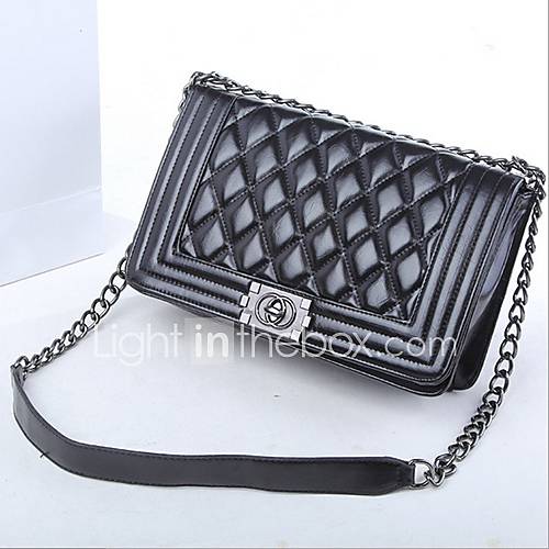 Womens Rhombic Lattice Chain Tote/Crossbody Bag