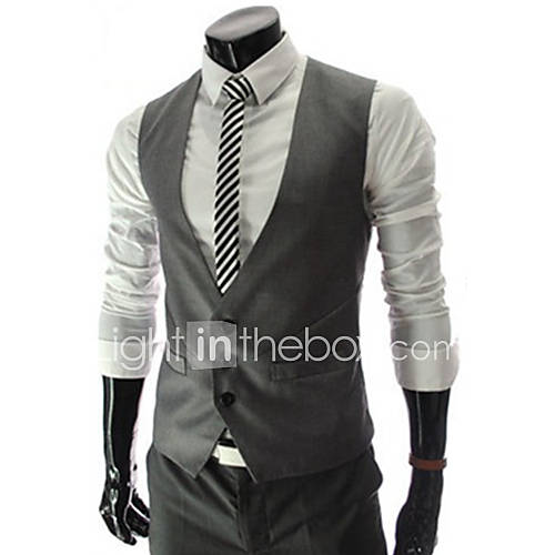 ZZT New Slim Solid Color MenS Three Button Vest