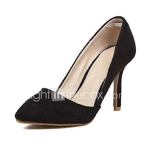 Sunday Womens Korean Stiletto Heel Suede Solid Color Black Pumps