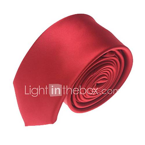 Mens Solid Colour Fashion Marroon Narrow Microfibre Necktie