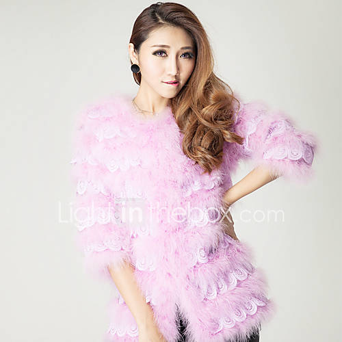 Half Sleeve Collarless Ostrich Fur Party/Casual Coat(More Colors)