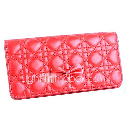 Womens Long Shall Bow Quilted Wallet(Lining Color on Random)