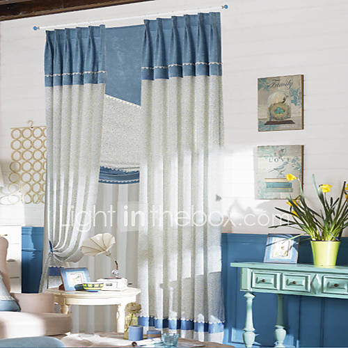 (One Pair) Country Blue Elegant Polka Dots Energy Saving Curtain