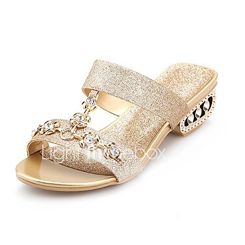 ELF Shoes Womens Simple Casual Diamonade Flat Heel Slippers