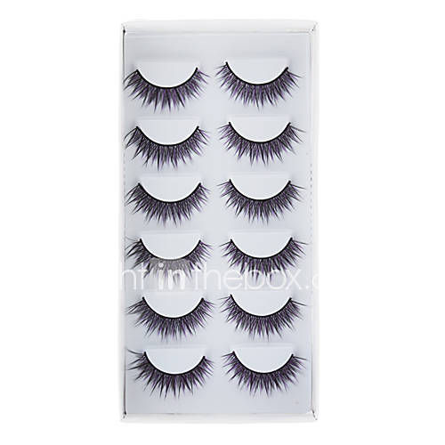 6Pcs High Simulation PurpleBlack Mixed Color False Eyelash XM34