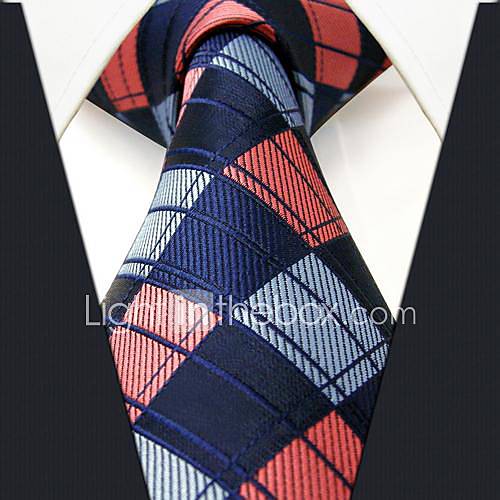 Mens Business Silk Multicolor Check Pattern Necktie